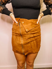 Camel Faux Suede Mini Skirt