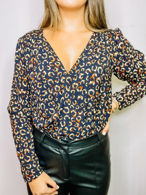 Animal Print Surplice Bodysuit