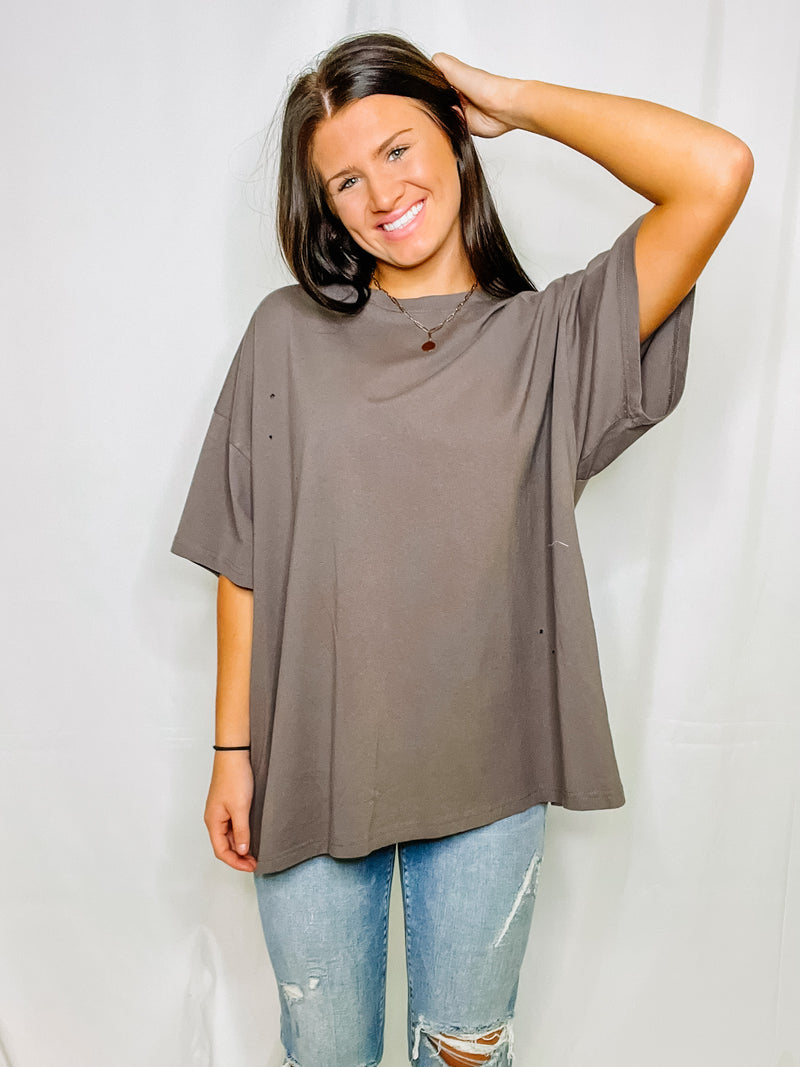 Grey Distressed T-Shirt