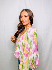 Watercolor Billowy Sleeve Top