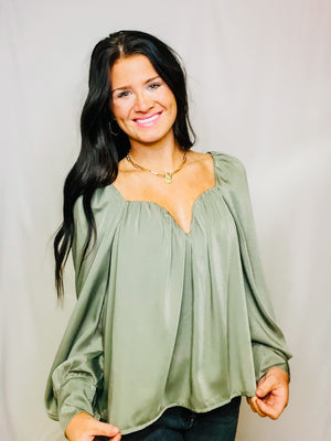 Olive Sweetheart Blouse