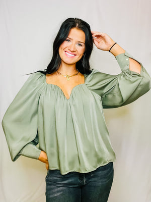 Olive Sweetheart Blouse