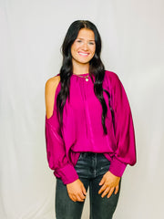 Plum Cold Shoulder Blouse