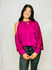 Plum Cold Shoulder Blouse