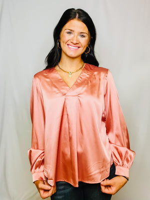 Mauve Pleat in the Front Blouse