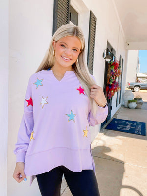 Lavender Mini Star Sweatshirt