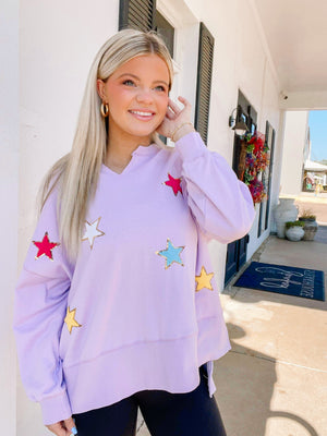 Lavender Mini Star Sweatshirt