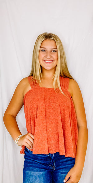 Rust Sleeveless Top with Flare Bottom