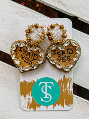 Beaded I SAID YES Earrings