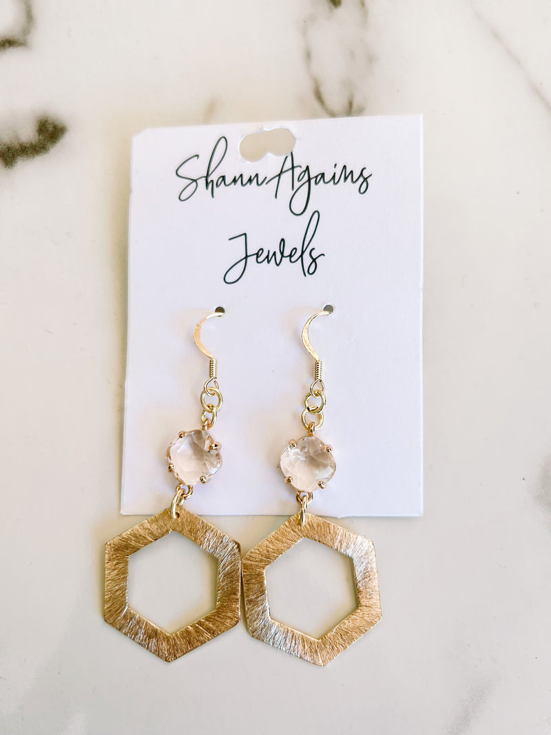 Hexagon Stone Earrings