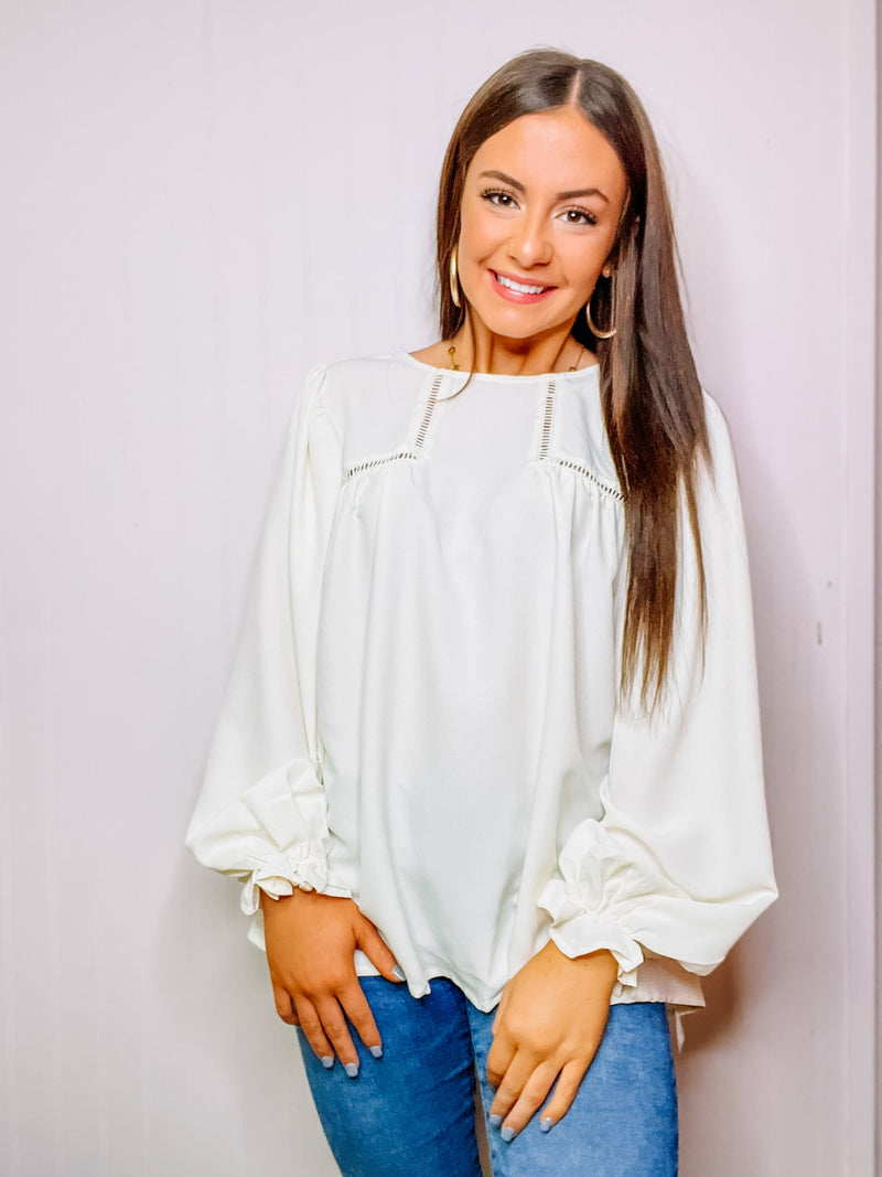 Eyelet Trim Blouse