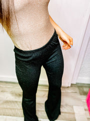 Black Glitter Flare Pants