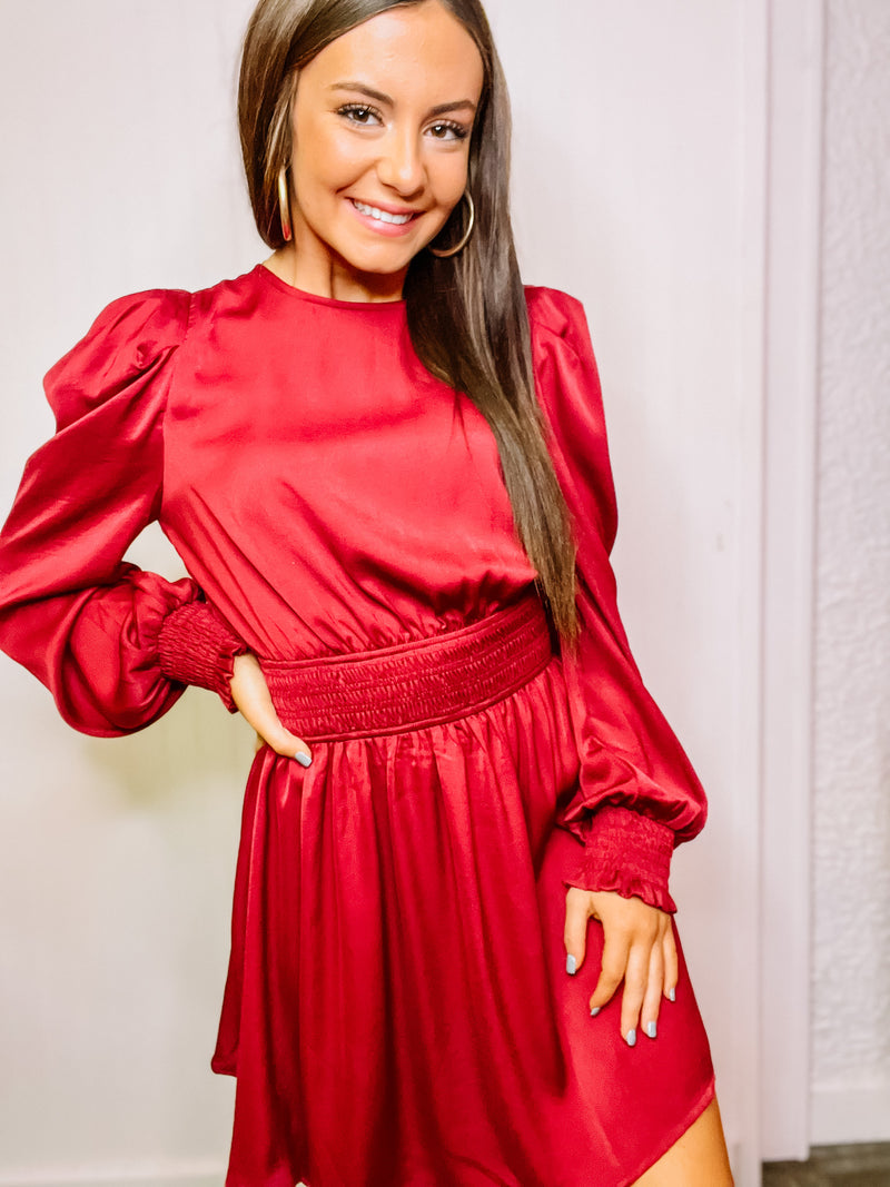 Maroon Cutout Back Mini Dress