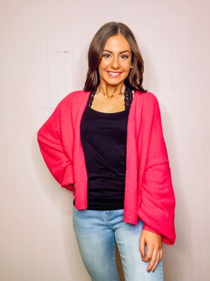 Cropped Hot Pink Cardigan