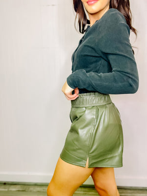 High Waisted Faux Leather Shorts