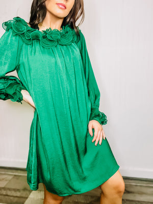 Hunter Green Spiral Wire Elasticized on/off Dress