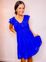 Neon Royal Ruffle Dress