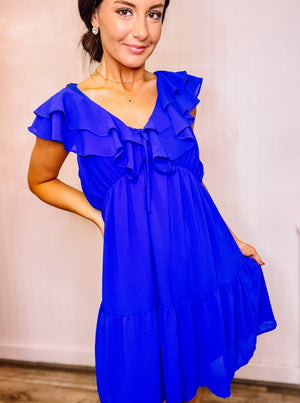 Neon Royal Ruffle Dress