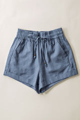 Blue Stone Linen Shorts