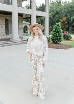 Taupe Fringe Sweater