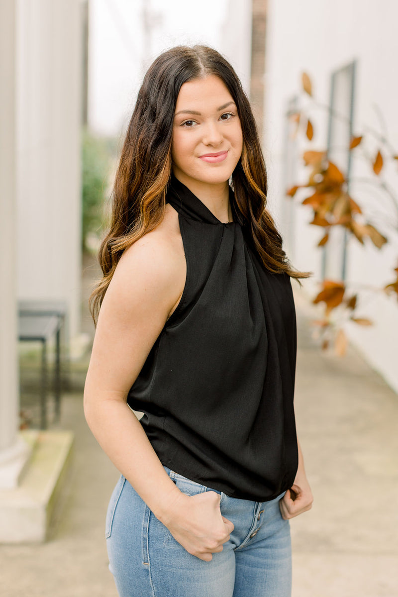 Black Front Twist Top