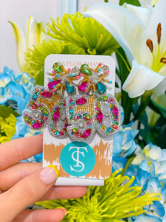 Beaded 50th Birthday Earrings