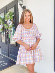 Peach Gingham Dress