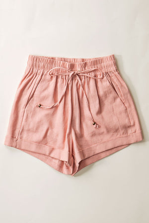 Pink Stone Linen Shorts